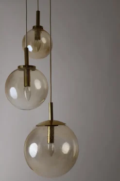 Hot Pamono Large Three Cascade Glass Balls Hanging Lamp from Glashütte Limburg