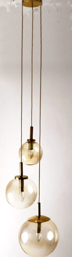 Hot Pamono Large Three Cascade Glass Balls Hanging Lamp from Glashütte Limburg