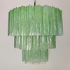 Discount Pamono Large Three-Tier Murano 52 Green Alabaster Glass Tubes Chandelier, 1990
