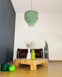 Discount Pamono Large Three-Tier Murano 52 Green Alabaster Glass Tubes Chandelier, 1990