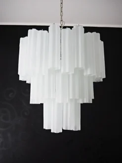 Sale Pamono Large Three-Tier Murano Glass Tube Chandelier from Venini, 1990s