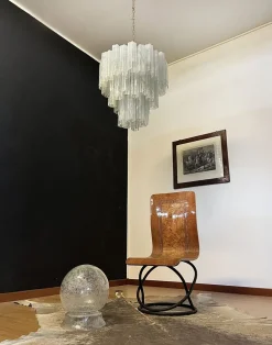 Clearance Pamono Large Three-Tier Murano Glass Tube Chandelier with White Albaster, 1990s
