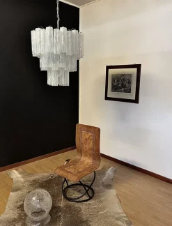 Clearance Pamono Large Three-Tier Murano Glass Tube Chandelier with White Albaster, 1990s