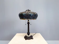 Outlet Pamono Large Tiffany Style Table Lamp in Stained Glass with Floral Shade