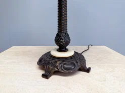 Outlet Pamono Large Tiffany Style Table Lamp in Stained Glass with Floral Shade