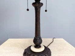 Outlet Pamono Large Tiffany Style Table Lamp in Stained Glass with Floral Shade