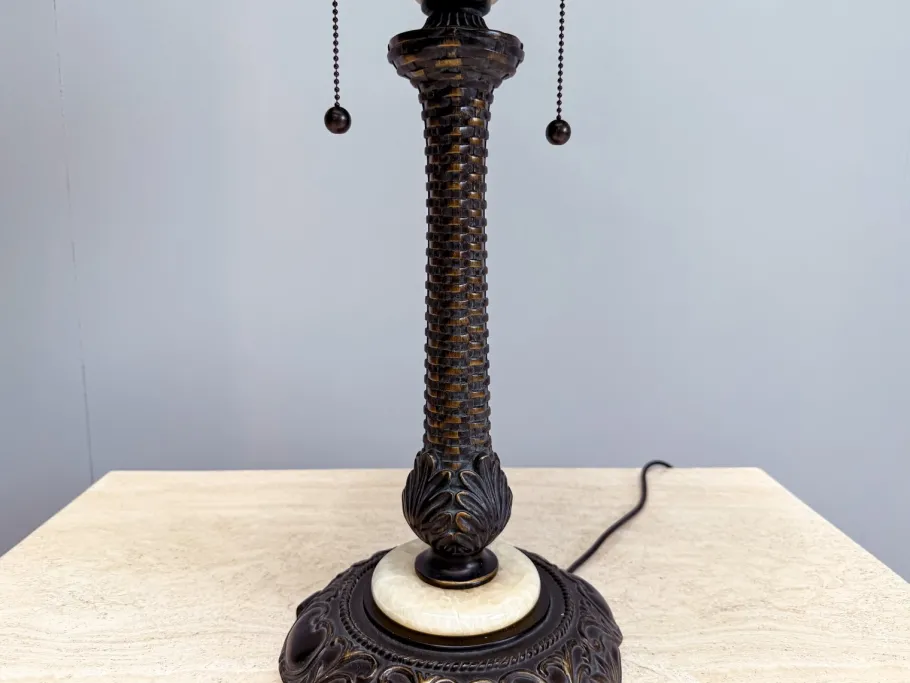 Outlet Pamono Large Tiffany Style Table Lamp in Stained Glass with Floral Shade