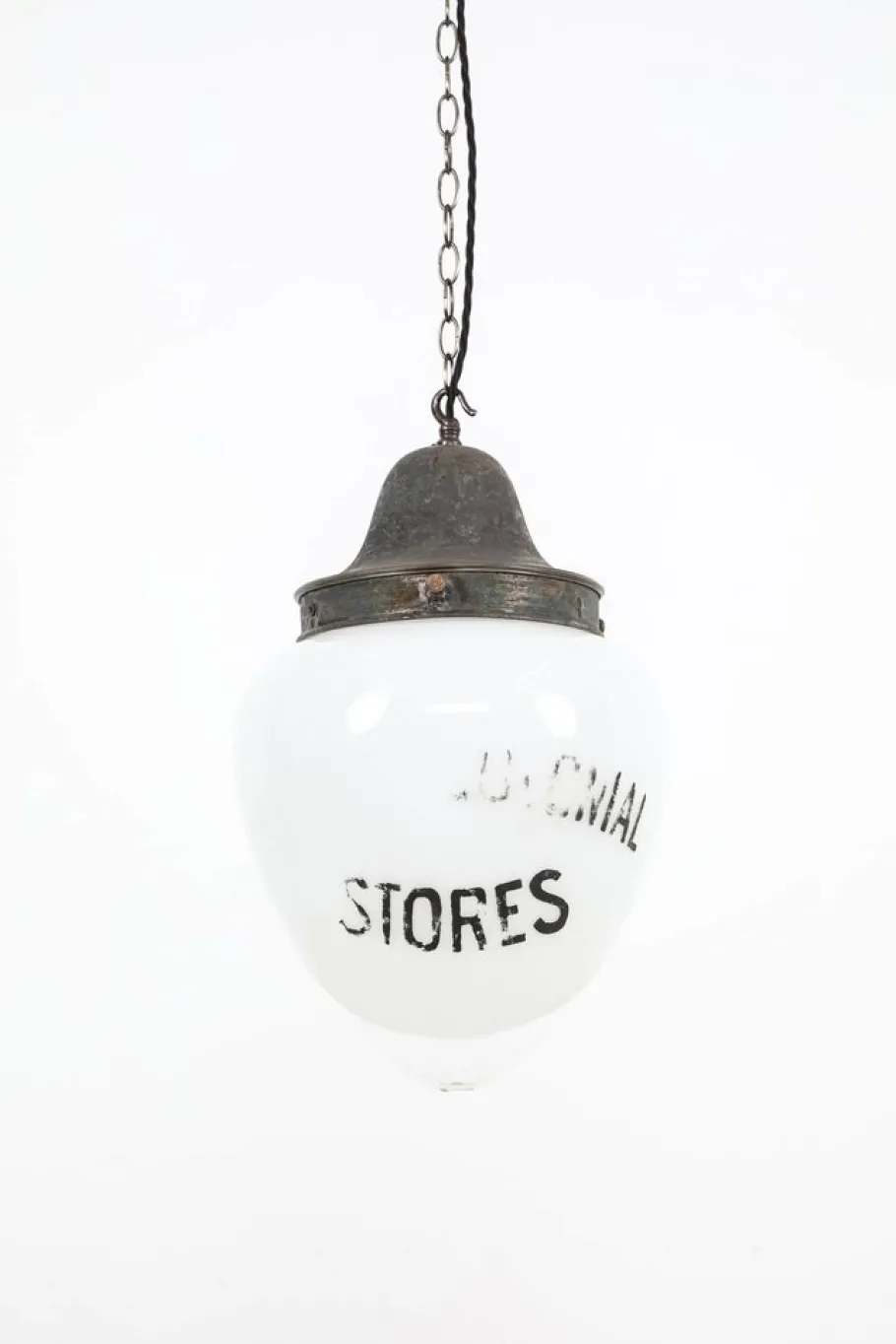 Clearance Pamono Large 2-Tone Opaline Glass Advertising Pendant Lamp, 1890s