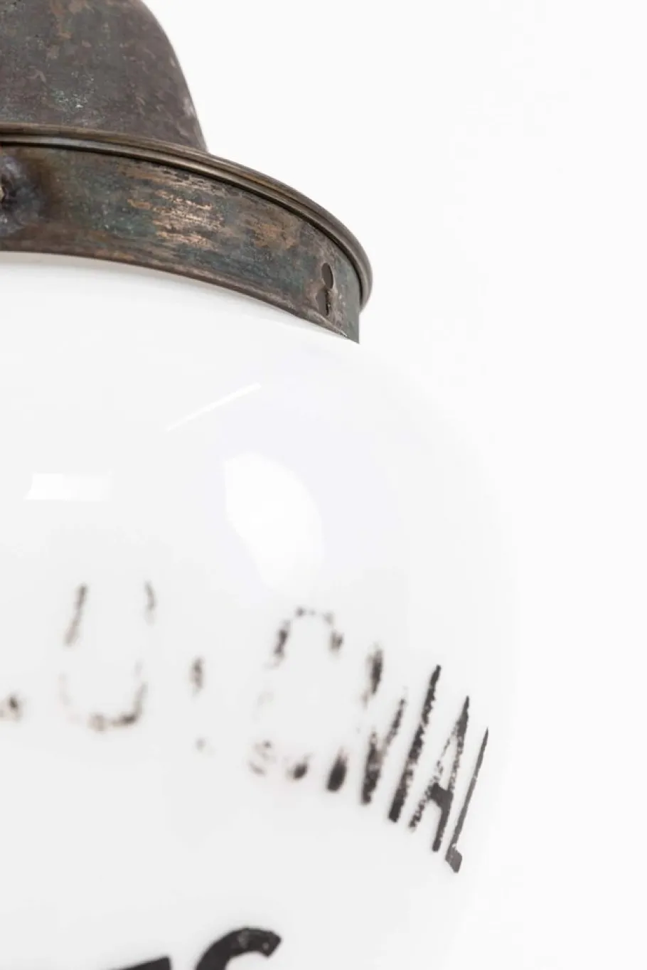 Clearance Pamono Large 2-Tone Opaline Glass Advertising Pendant Lamp, 1890s