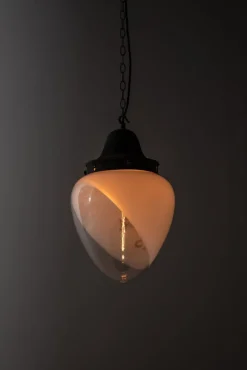 Clearance Pamono Large 2-Tone Opaline Glass Advertising Pendant Lamp, 1890s