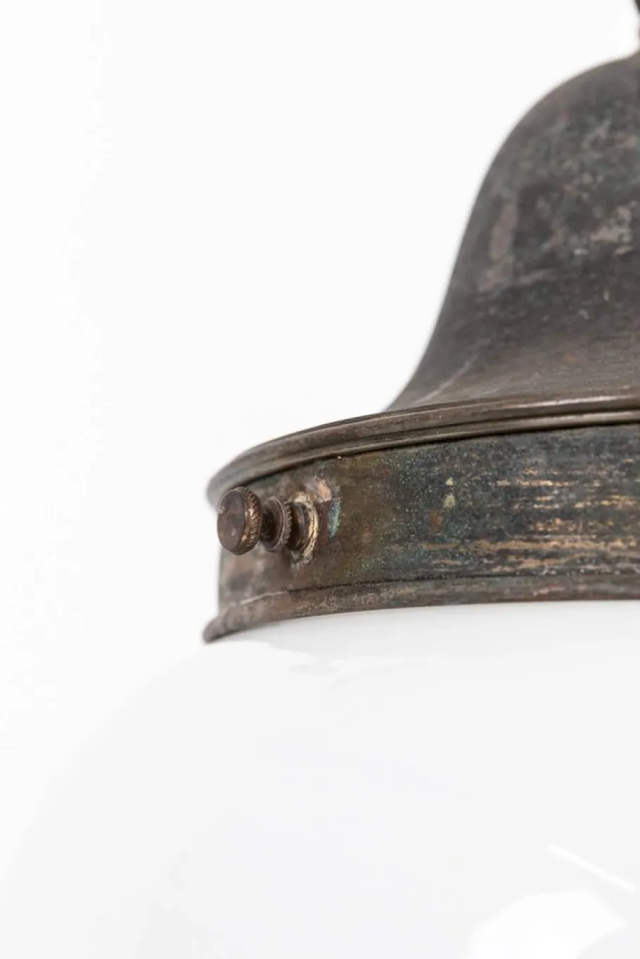 Clearance Pamono Large 2-Tone Opaline Glass Advertising Pendant Lamp, 1890s