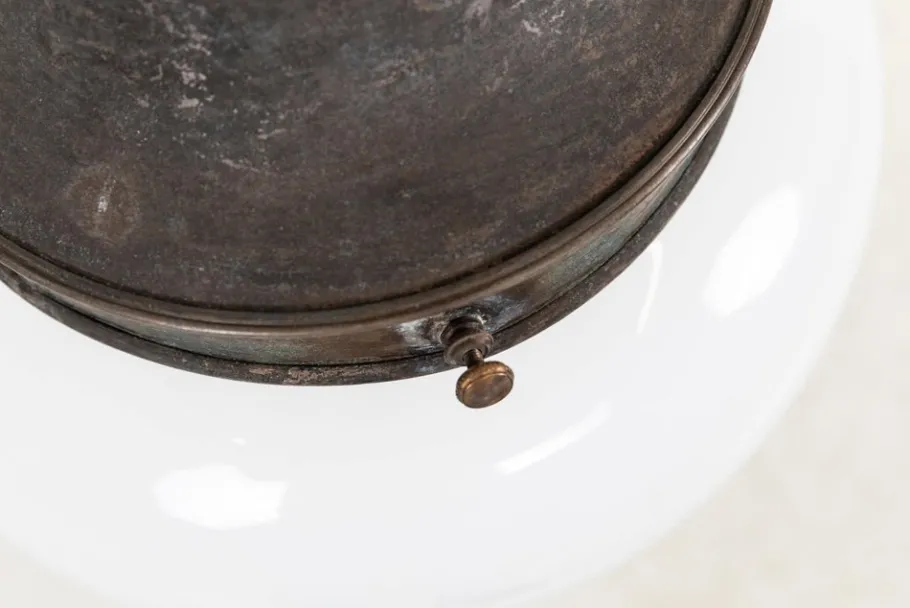 Clearance Pamono Large 2-Tone Opaline Glass Advertising Pendant Lamp, 1890s