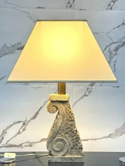 Discount Pamono Large Travertine and Stone Table Lamp, 1970s