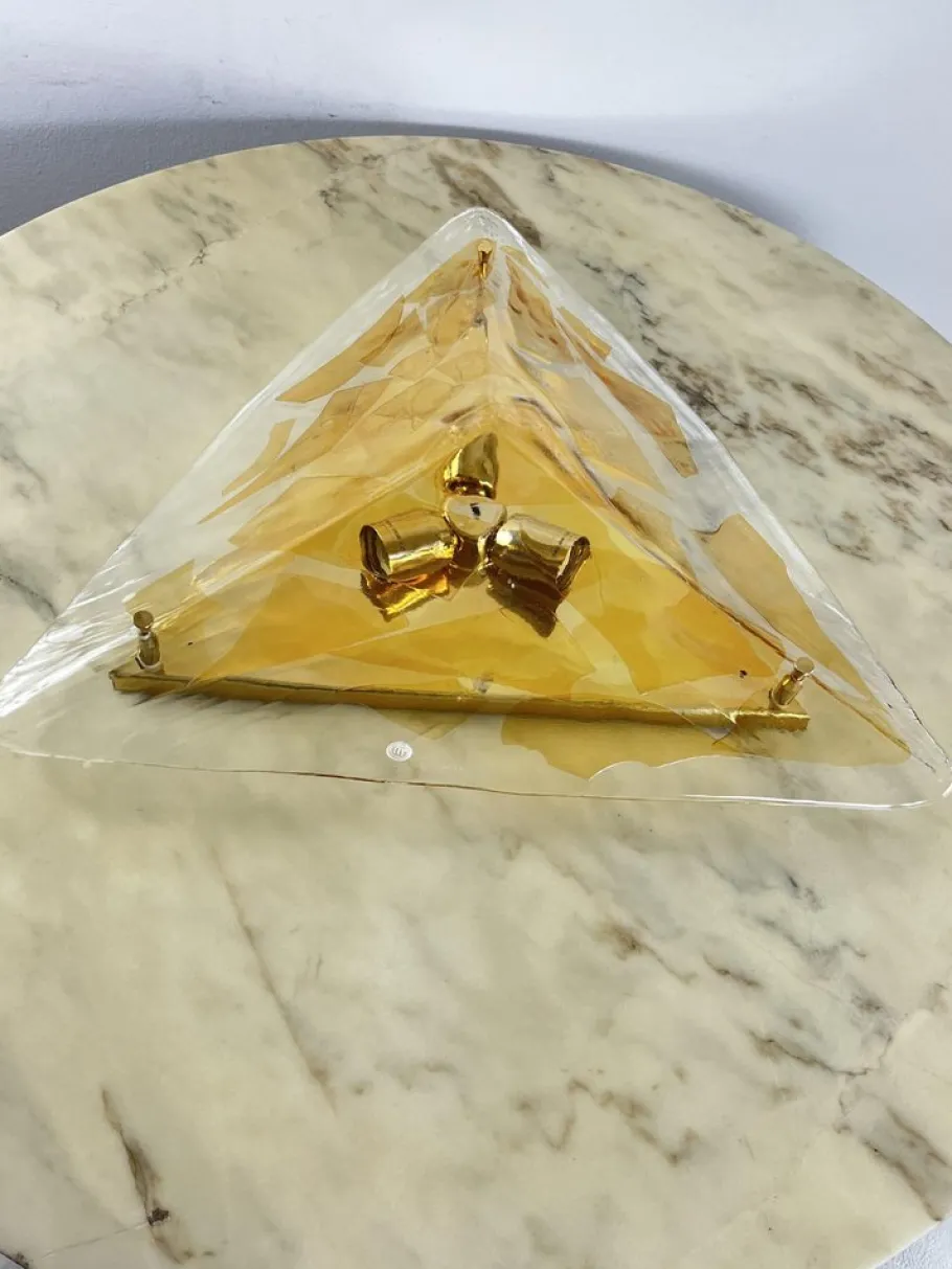 Sale Pamono Large Triangular Wall Lamp in Murano Glass from La Murrina, 1980s