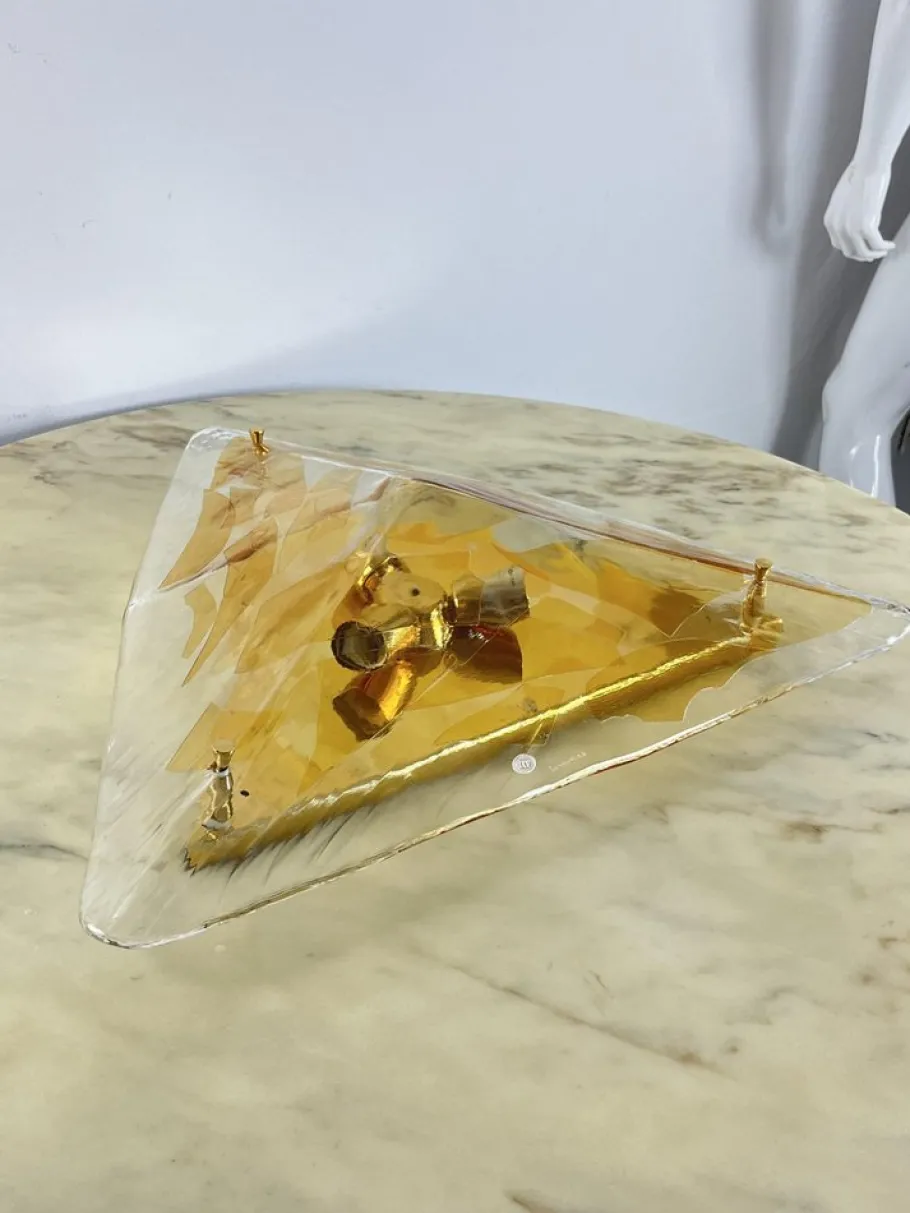 Sale Pamono Large Triangular Wall Lamp in Murano Glass from La Murrina, 1980s