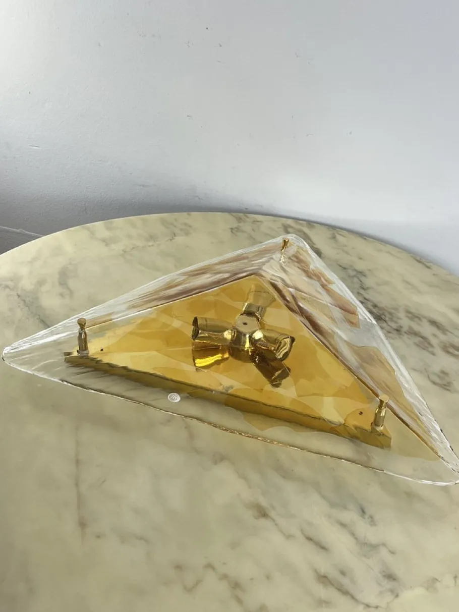 Sale Pamono Large Triangular Wall Lamp in Murano Glass from La Murrina, 1980s