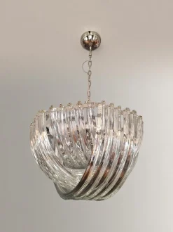 Hot Pamono Large Triedri Chandelier in Murano Glass, 1980s