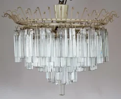 Sale Pamono Large Triedri Crystals Cascade Chandelier from Venini, 1960s