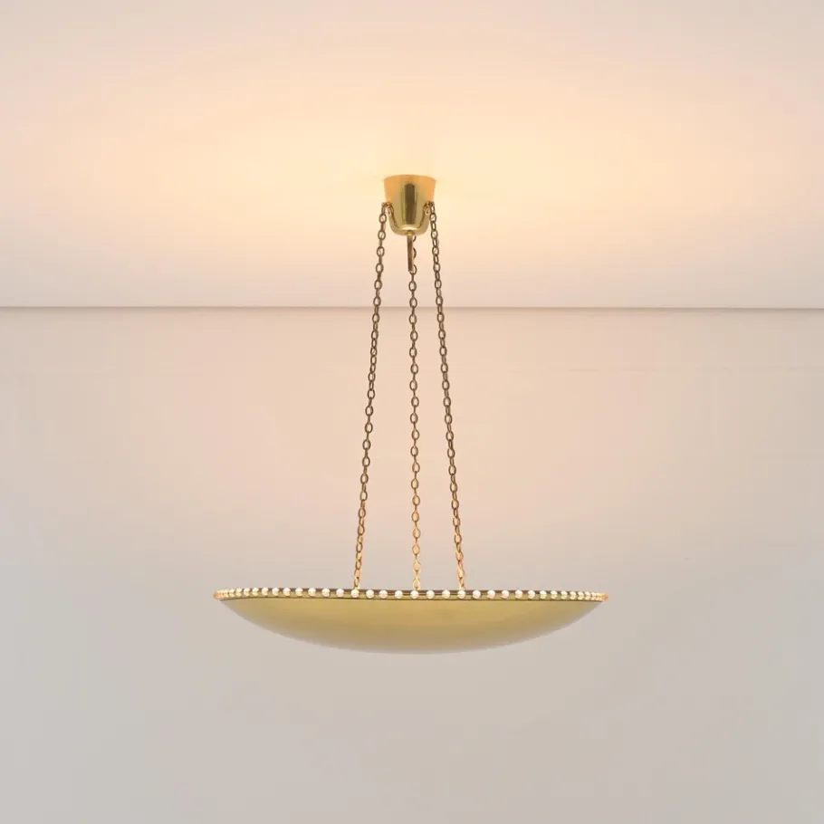 Sale Pamono Large Uplight Brass Dome Chandelier by J. T. Kalmar, 1955
