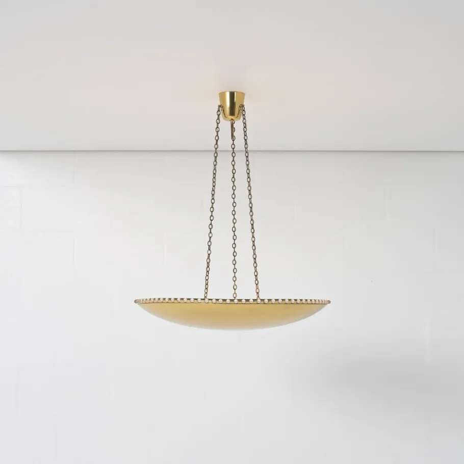 Sale Pamono Large Uplight Brass Dome Chandelier by J. T. Kalmar, 1955