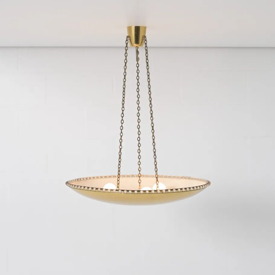 Sale Pamono Large Uplight Brass Dome Chandelier by J. T. Kalmar, 1955