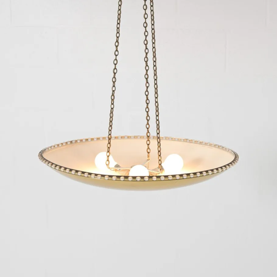 Sale Pamono Large Uplight Brass Dome Chandelier by J. T. Kalmar, 1955