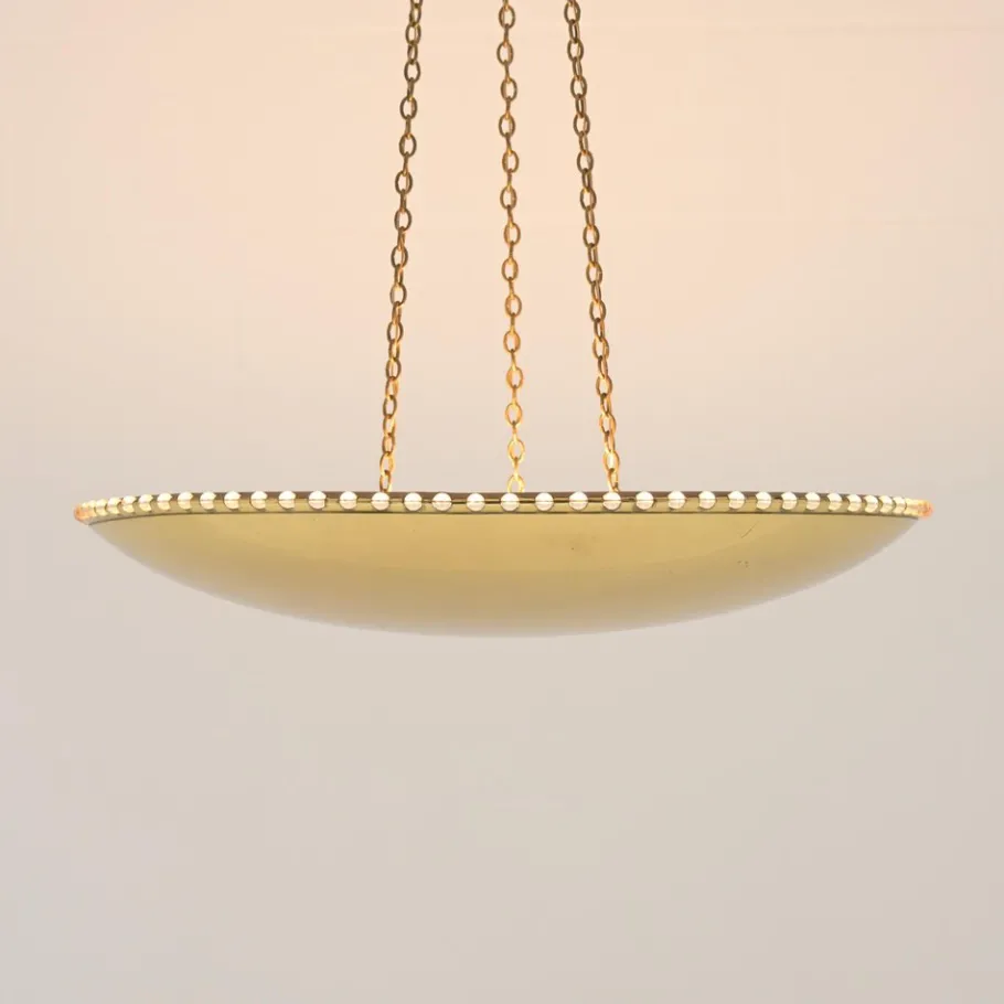 Sale Pamono Large Uplight Brass Dome Chandelier by J. T. Kalmar, 1955