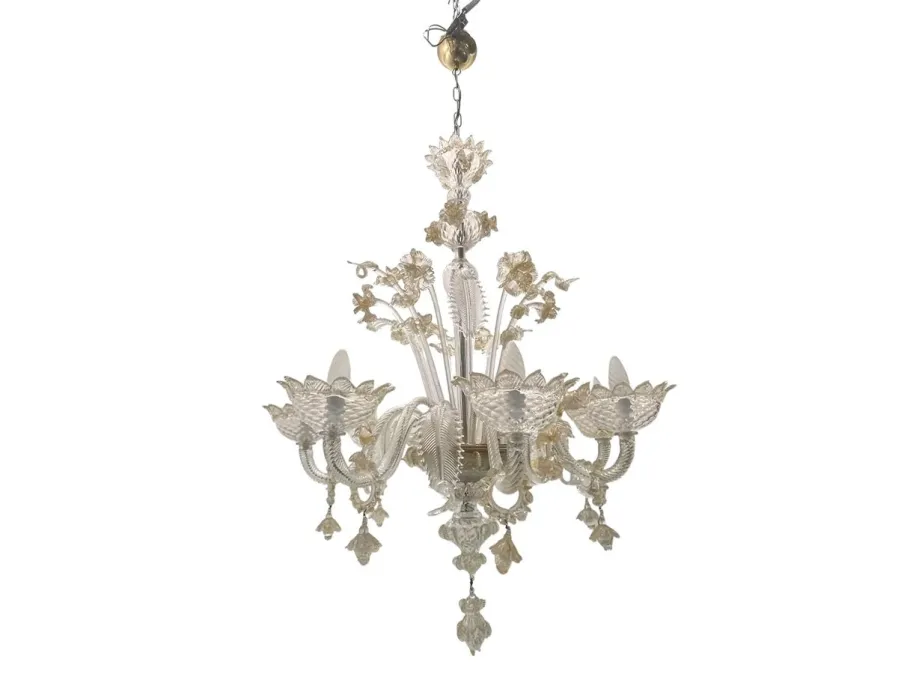 Sale Pamono Large Venetian Murano Glass Chandelier, 1960s