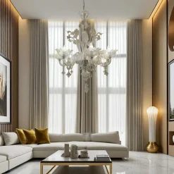 Sale Pamono Large Venetian Murano Glass Chandelier, 1960s