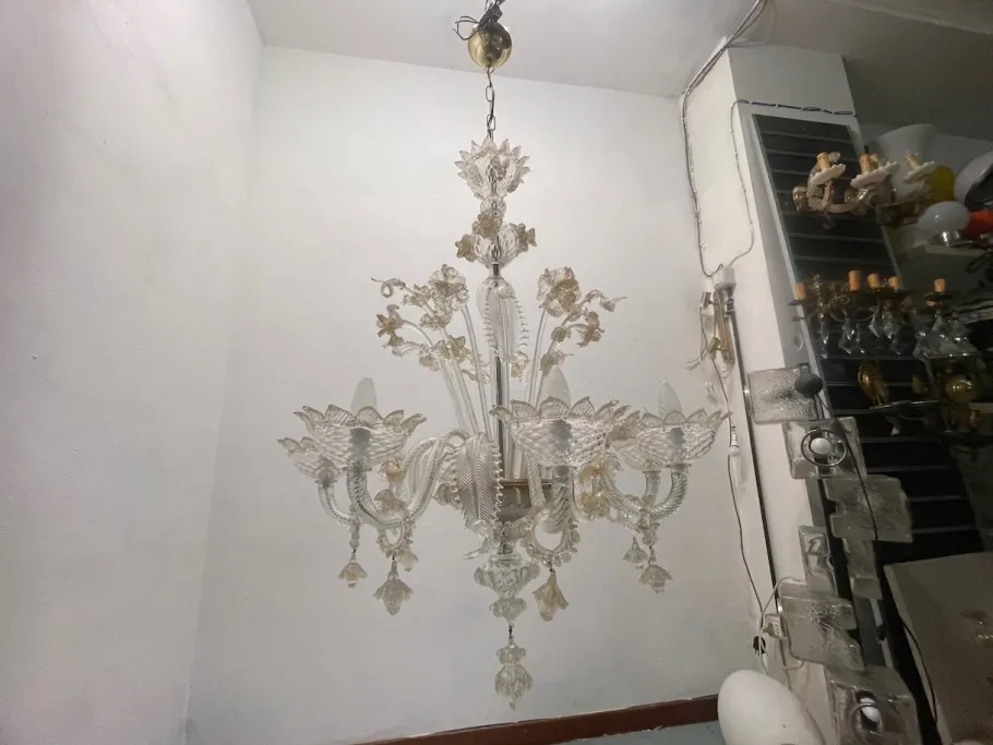Sale Pamono Large Venetian Murano Glass Chandelier, 1960s