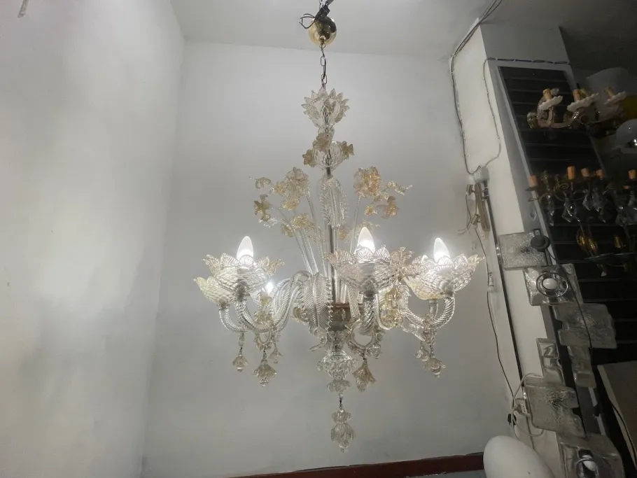 Sale Pamono Large Venetian Murano Glass Chandelier, 1960s