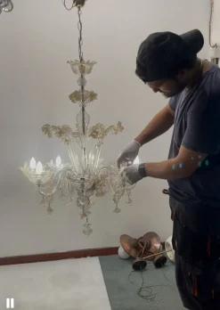 Sale Pamono Large Venetian Murano Glass Chandelier, 1960s