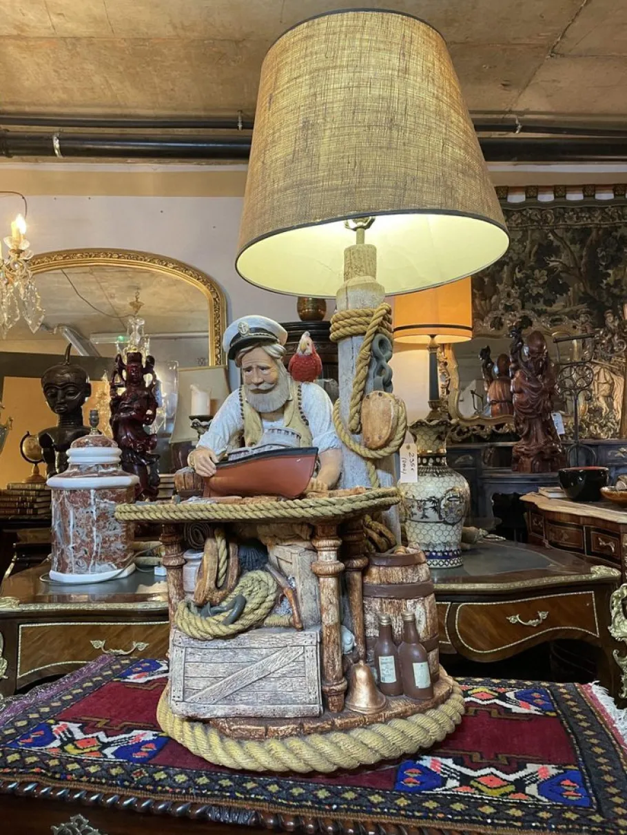 Discount Pamono Large Vintage American Lamp with Nautical Figure from Apsit Bros California, 1980s