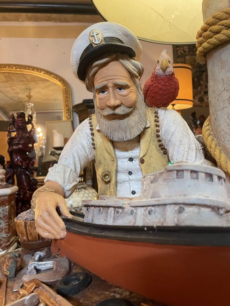 Discount Pamono Large Vintage American Lamp with Nautical Figure from Apsit Bros California, 1980s