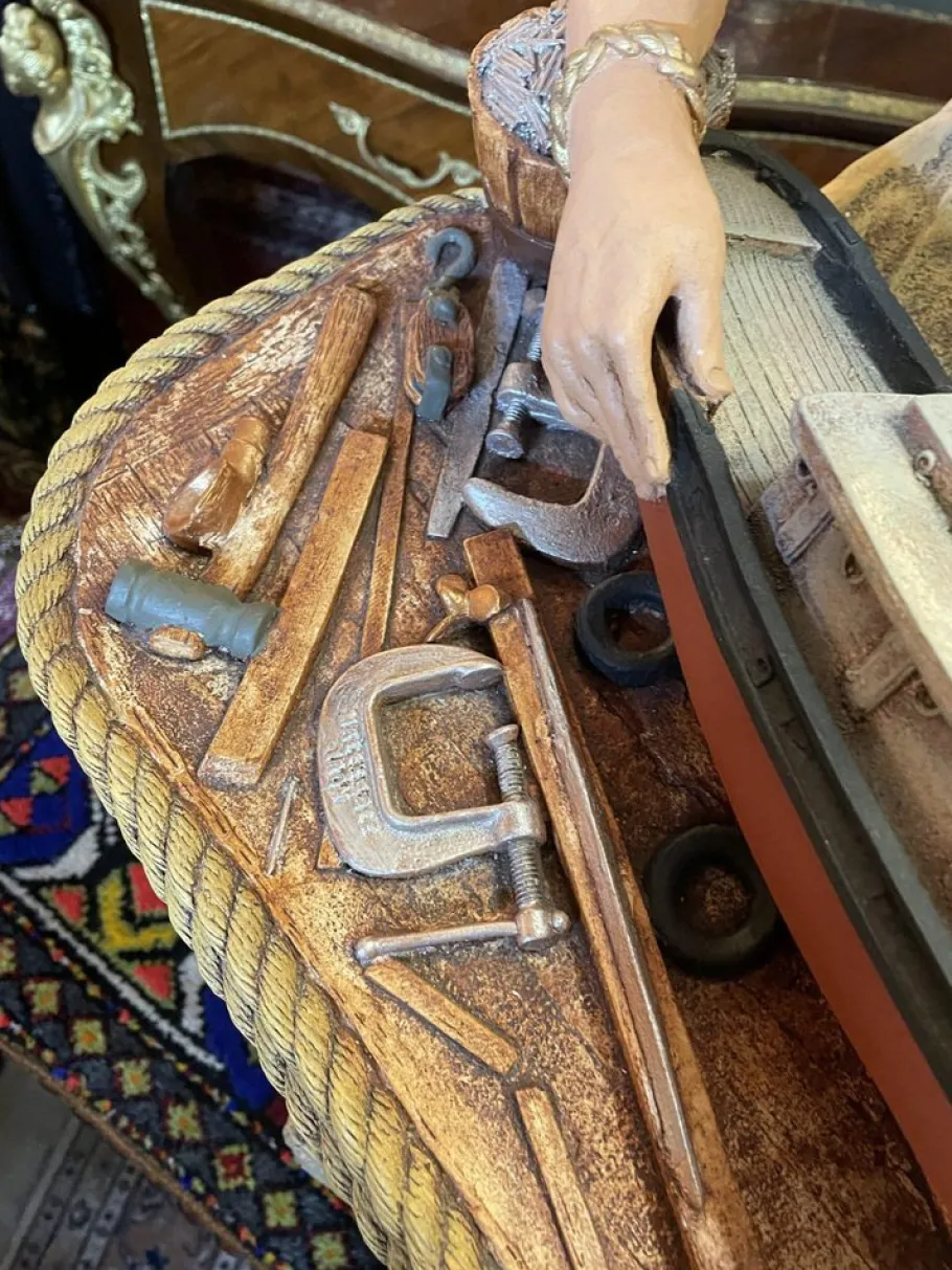 Discount Pamono Large Vintage American Lamp with Nautical Figure from Apsit Bros California, 1980s