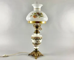 Outlet Pamono Large Vintage Art Glass Table Lamp in Brass & Ceramic with Shade