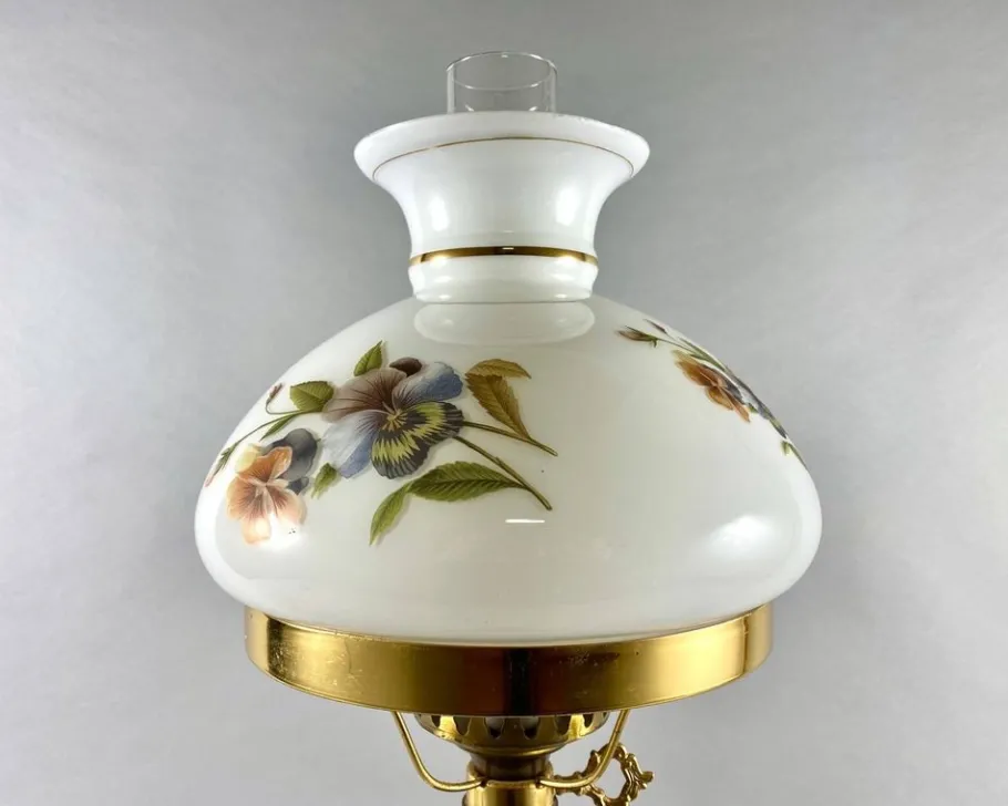 Outlet Pamono Large Vintage Art Glass Table Lamp in Brass & Ceramic with Shade