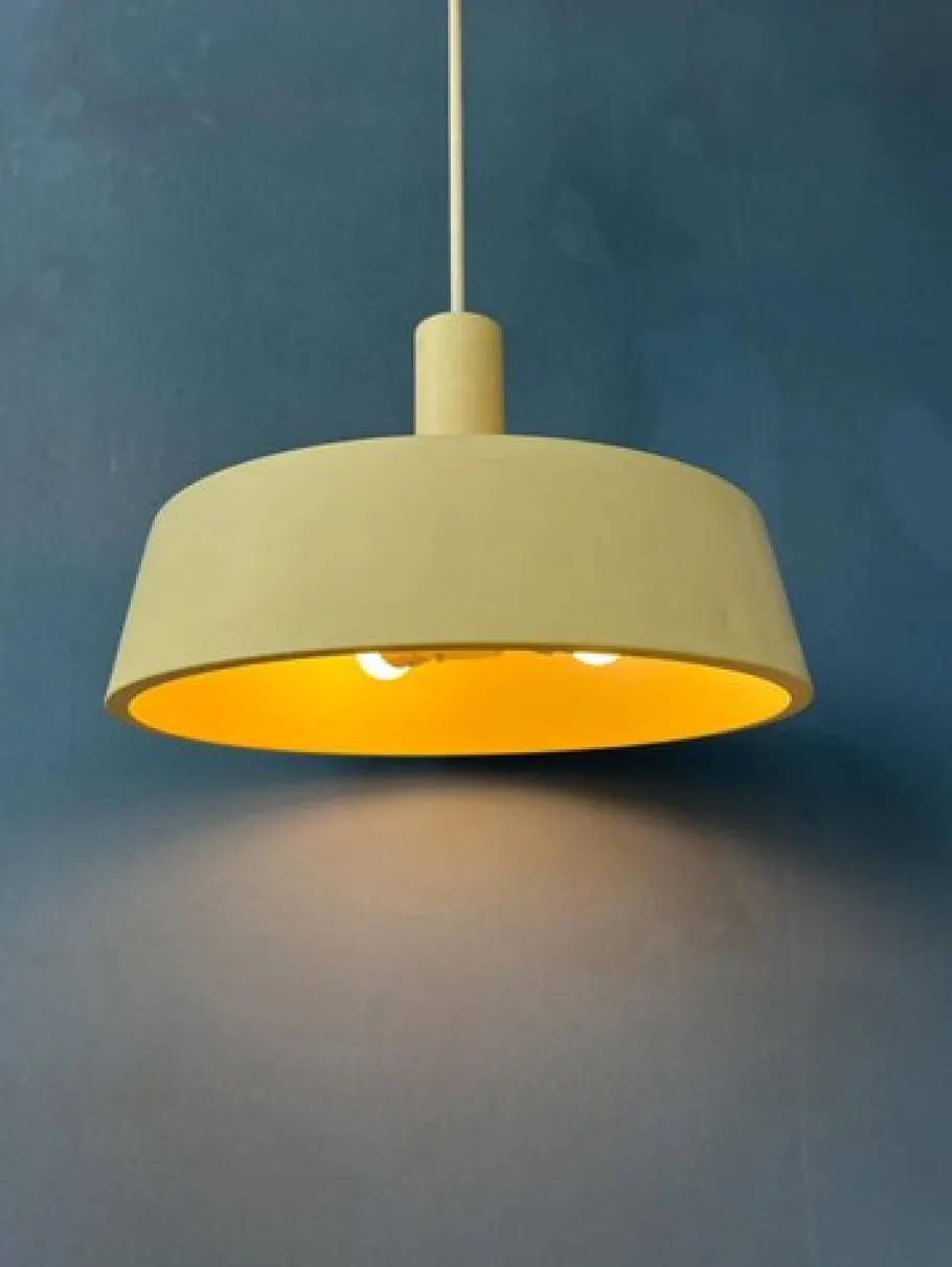 Best Pamono Large Vintage Beige Pendant Lamp by Louis Kalff