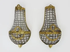 Hot Pamono Large Vintage Brass Wall Lights in Brass and Glass, 1960s, Set of 2