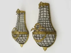 Hot Pamono Large Vintage Brass Wall Lights in Brass and Glass, 1960s, Set of 2