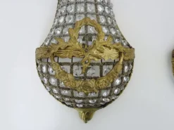 Hot Pamono Large Vintage Brass Wall Lights in Brass and Glass, 1960s, Set of 2