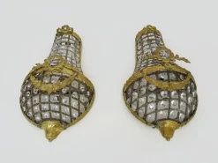 Hot Pamono Large Vintage Brass Wall Lights in Brass and Glass, 1960s, Set of 2