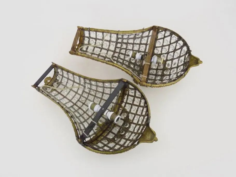 Hot Pamono Large Vintage Brass Wall Lights in Brass and Glass, 1960s, Set of 2