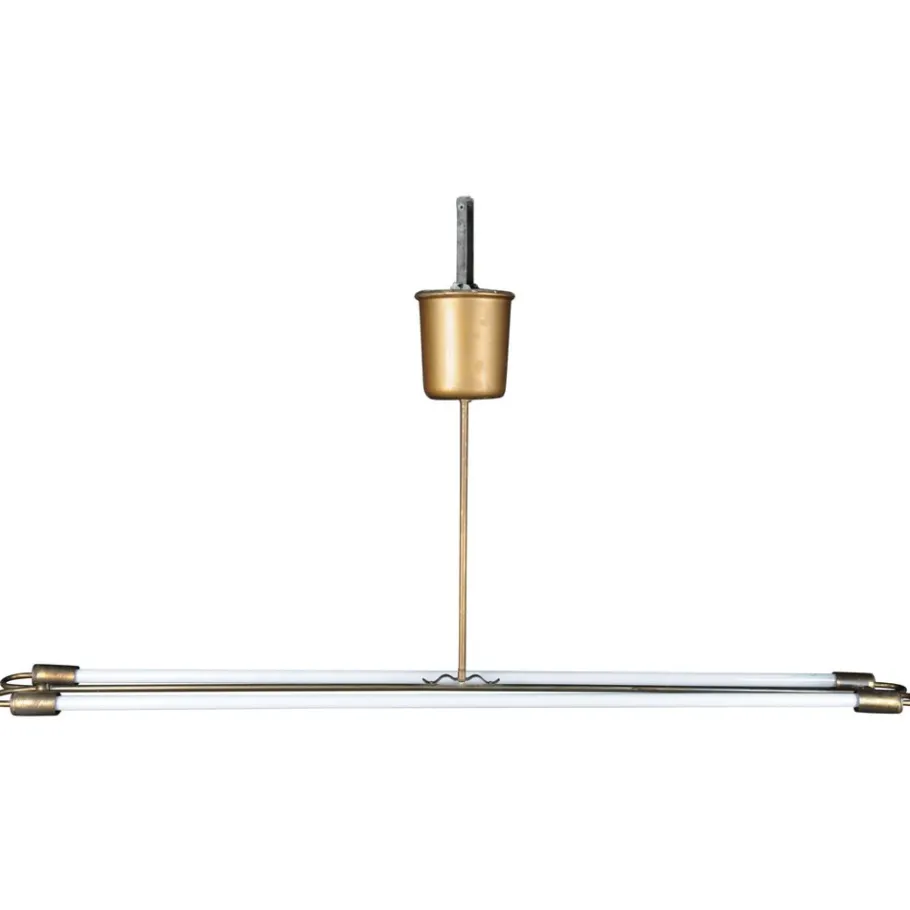 Clearance Pamono Large Vintage Ceiling Lamp in Brass Neon Tube, 1950s