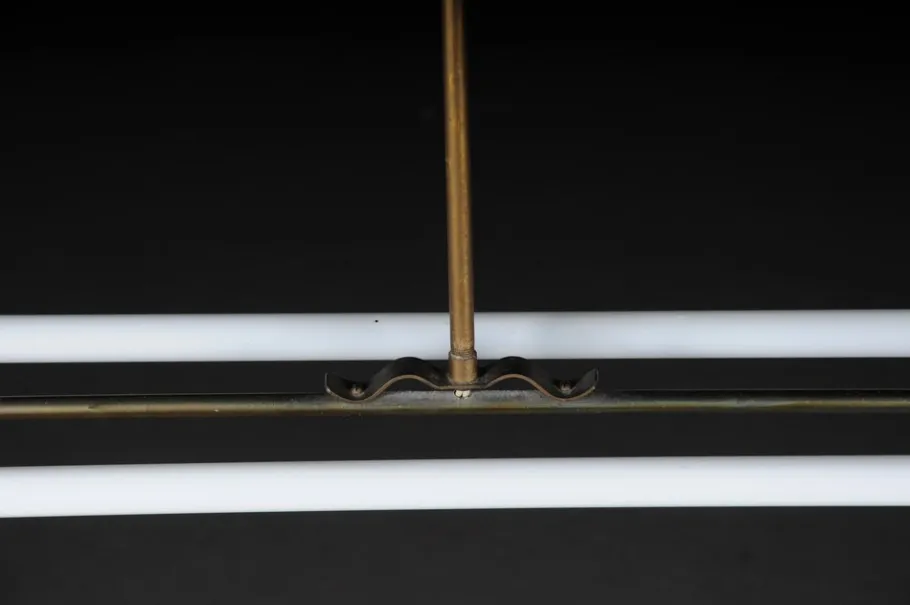 Clearance Pamono Large Vintage Ceiling Lamp in Brass Neon Tube, 1950s