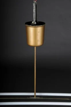 Clearance Pamono Large Vintage Ceiling Lamp in Brass Neon Tube, 1950s