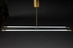 Clearance Pamono Large Vintage Ceiling Lamp in Brass Neon Tube, 1950s