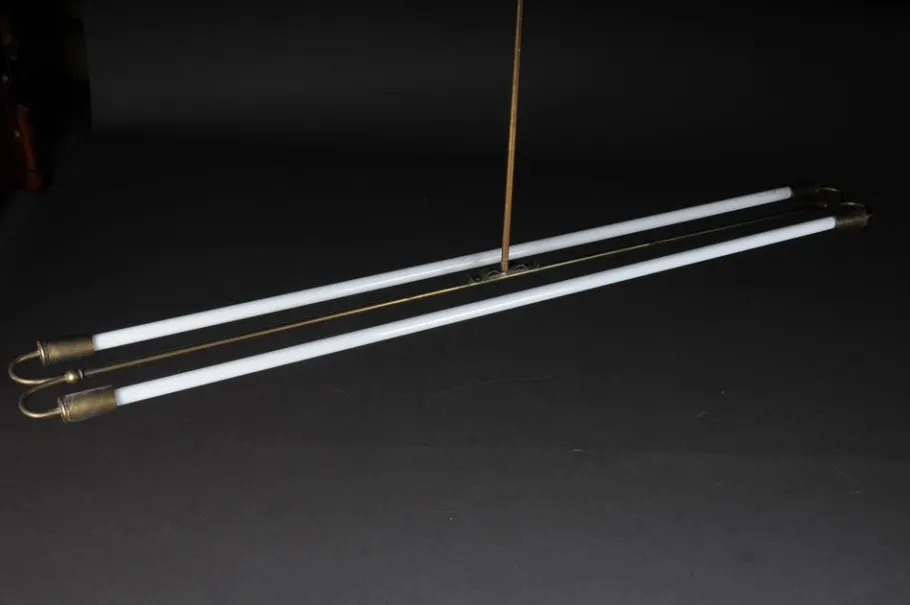 Clearance Pamono Large Vintage Ceiling Lamp in Brass Neon Tube, 1950s