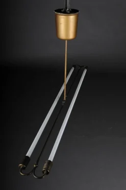 Clearance Pamono Large Vintage Ceiling Lamp in Brass Neon Tube, 1950s