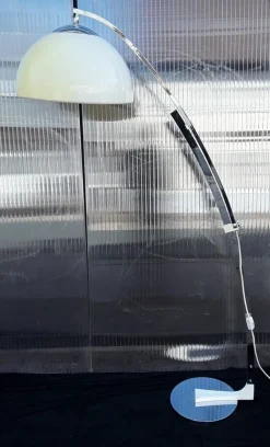 Online Pamono Large Vintage German Arch Lamp with Chrome-Plated Frame, Cream-White Foot on Chrome-Plated Base Plate & Original Cream-White Plastic Screen from from Sölken, 1960s